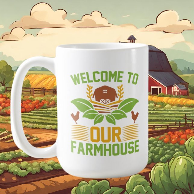Caneca De Café Farmhouse Welcome add Family name (Criador carregado)