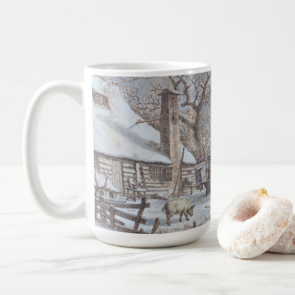 Caneca De Café FARMYARD NO INVERNO 1786 Vintage Art Christmas Mug