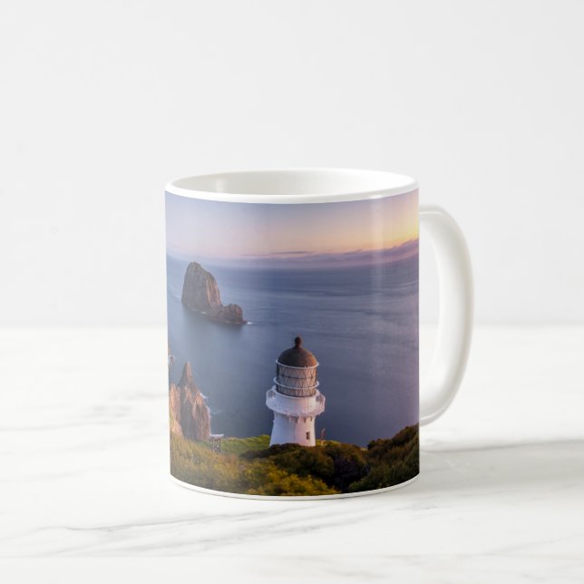 Caneca De Café Faróis | Farol Cape Brett Nova Zelândia (Frente Esquerda)