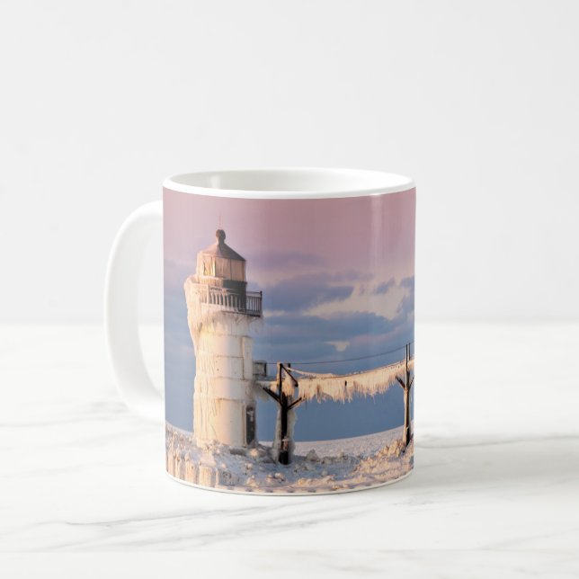 Caneca De Café Faróis | Farol do lago Michigan (Frente Esquerda)