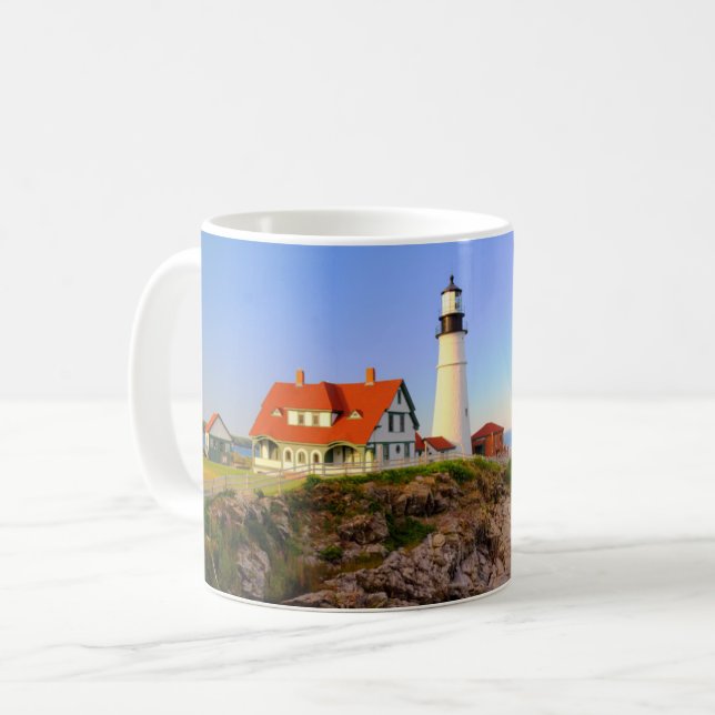 Caneca De Café Faróis | Farol Rockport Maine (Frente Esquerda)
