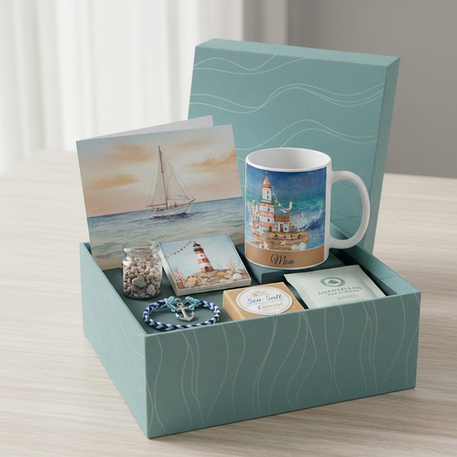Caneca De Café Farol aquarela personalizável (Criador carregado)