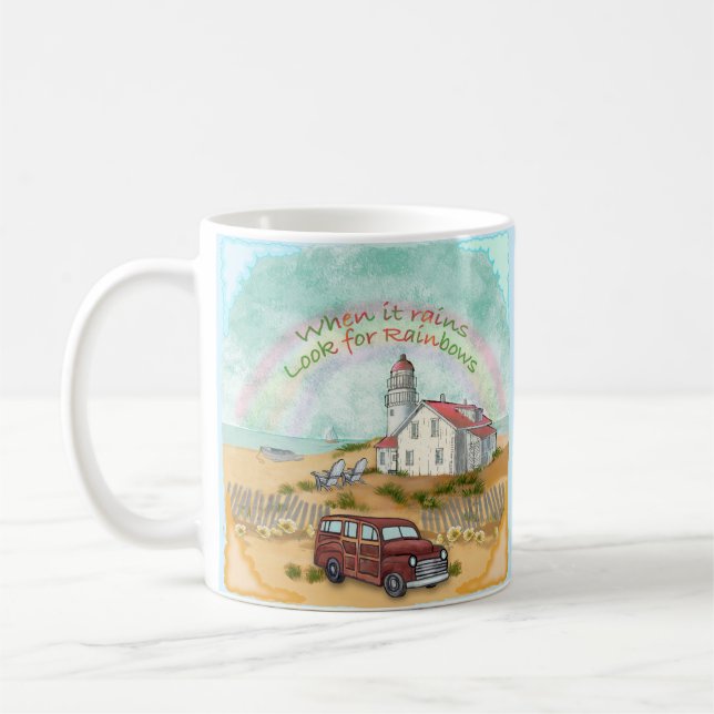 Caneca De Café Farol Arco-íris da Praia (Esquerda)