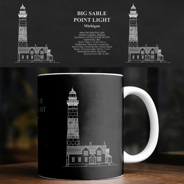 Caneca De Café Farol Big Sable Point - Michigan - PD (Big Sable Point Lighthouse - Michigan – PD. Coffee Mug)
