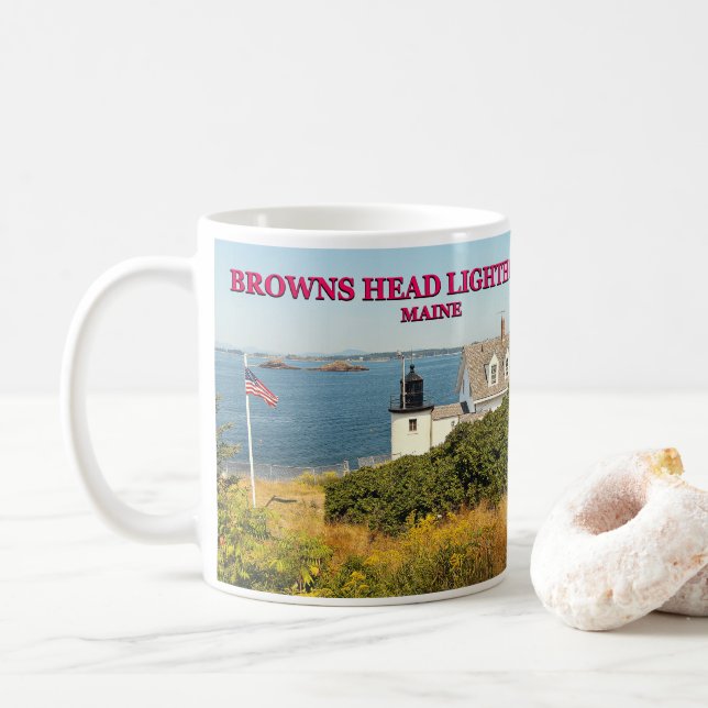 Caneca De Café Farol da Cabeça de Navegação, Maine Mug (Com Donut)