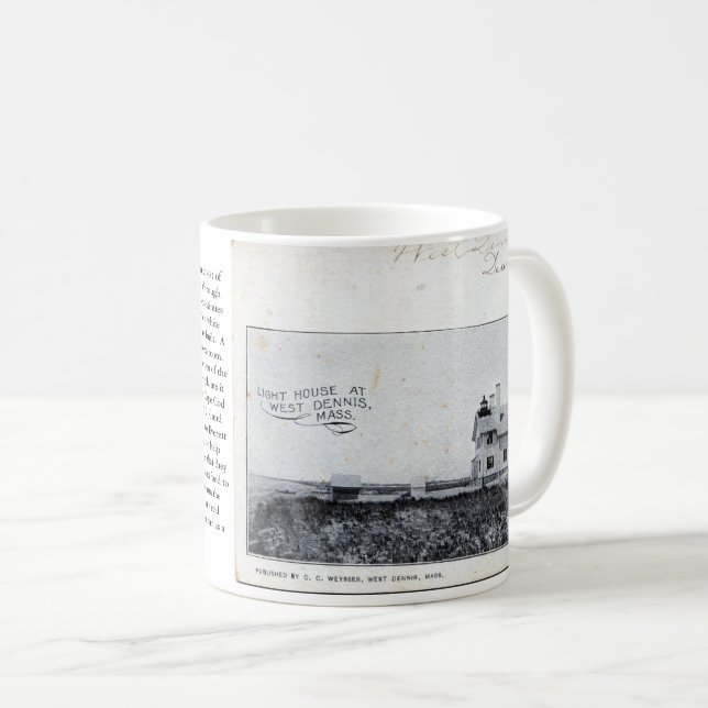 Caneca De Café Farol de Bass River, Massachusetts Postcard Mug (Frente Esquerda)