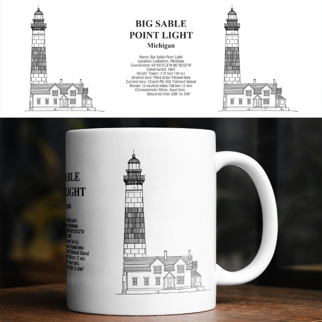 Caneca De Café Farol de Big Sable Point - Michigan - BD (Big Sable Point Lighthouse - Michigan - BD. Coffee Mug)