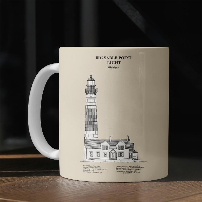Caneca De Café Farol de Big Sable Point - Michigan - SBD (Big Sable Point Lighthouse - Michigan - SBD. Coffee Mug)