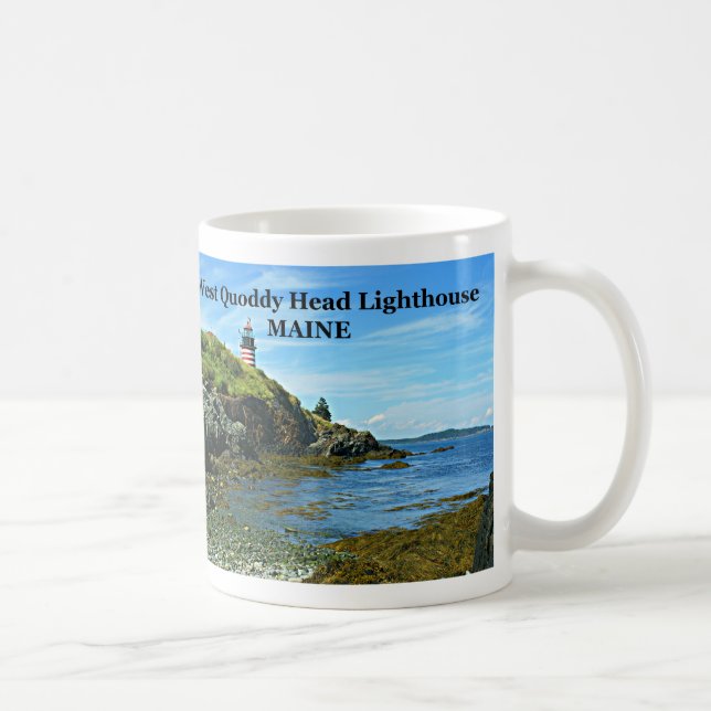 Caneca De Café Farol de Cabeça de Quoddy Ocidental, Maine Mug (Direita)
