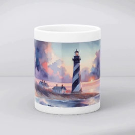 Caneca De Café Farol de Cape Hatteras ao Pôr do Sol na Costa
