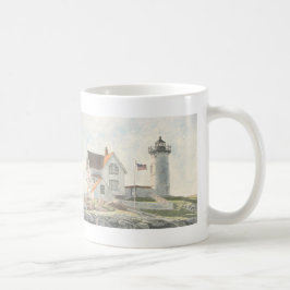 Caneca De Café Farol de Cape Neddick em Aquarela