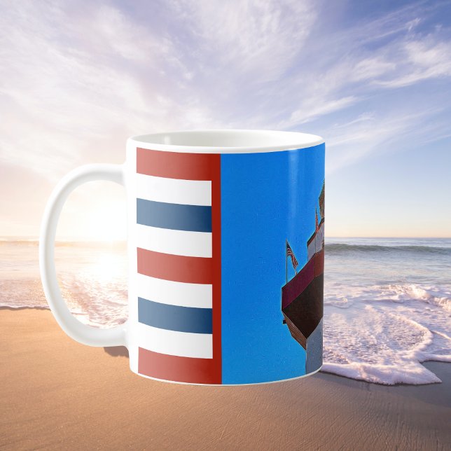 Caneca De Café Farol de Hilton com Faixa Vermelha e Azul (Criador carregado)