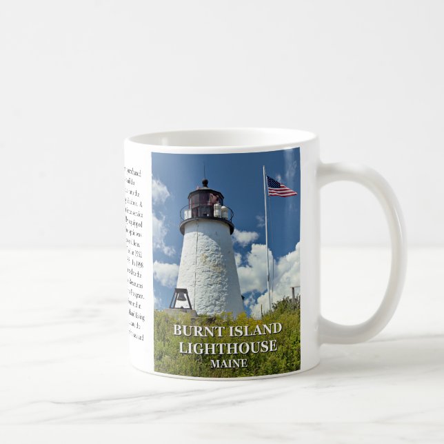 Caneca De Café Farol de Ilha Queimada, Maine Mug (Direita)