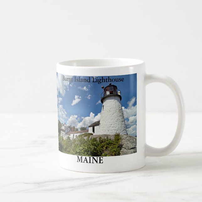 Caneca De Café Farol de Ilha Queimada, Maine Mug (Direita)