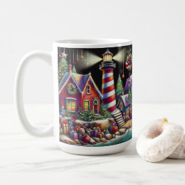 Caneca De Café Farol de Natal Whimsical Vermelho Rosa Púrpura