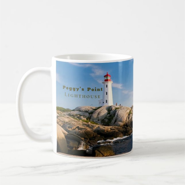 Caneca De Café Farol de Peggys Point Atlantic Canadá (Esquerda)