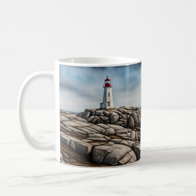 Caneca De Café Farol de Revestimento Impressionista de Peggy (Esquerda)