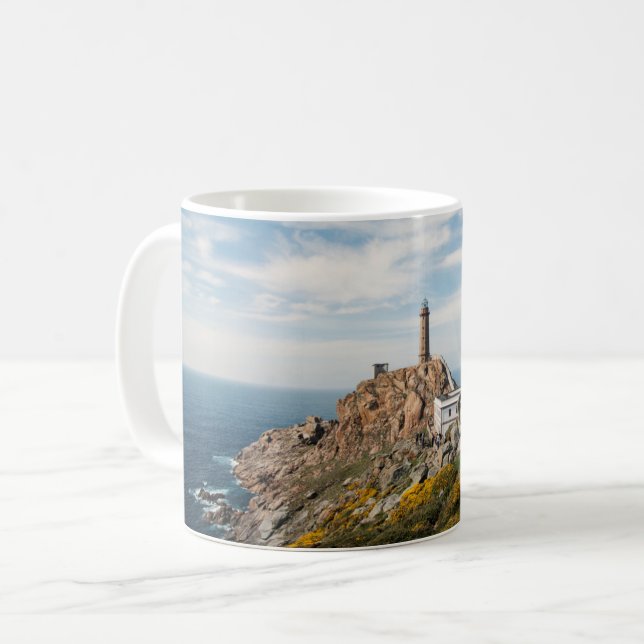 Caneca De Café Farol e Museu | Espanha Cabo Vilan Galicia (Frente Esquerda)