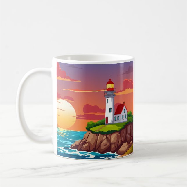Caneca De Café Farol no pôr do sol (Esquerda)