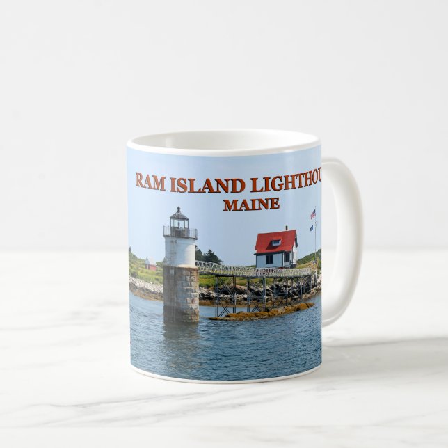 Caneca De Café Farol Ram Island, Boothbay Harbor Maine Mug (Frente Esquerda)