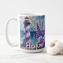 Caneca De Café Farol Roxo com Foxglove & Iris Personalizado
