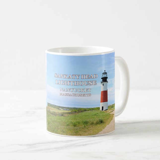 Caneca De Café Farol Sankaty Head, MÃE Nantucket (Frente Esquerda)