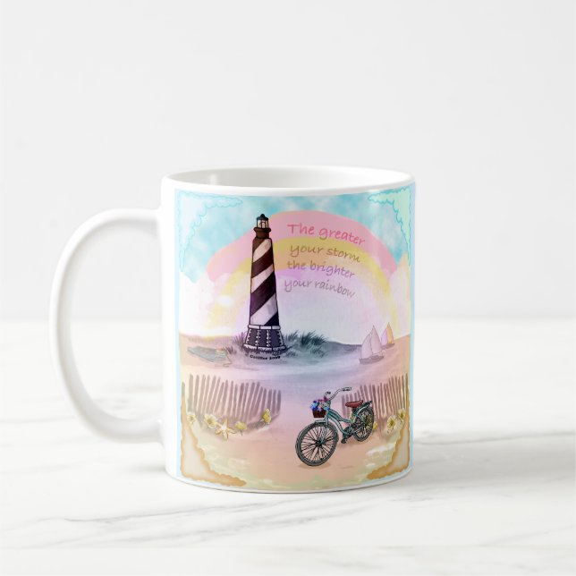 Caneca De Café Farol Tempestuoso de Bicicleta  (Esquerda)