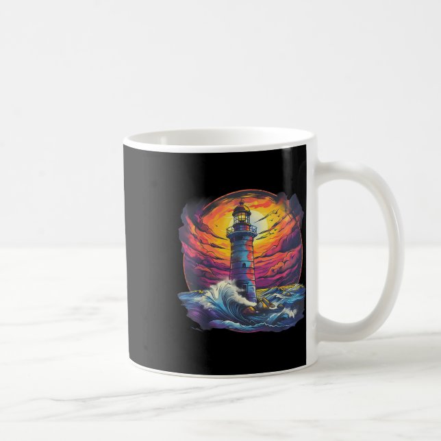 Caneca De Café Farol Vela Mar Praia Embarque Casa à Beira-Mar (Direita)