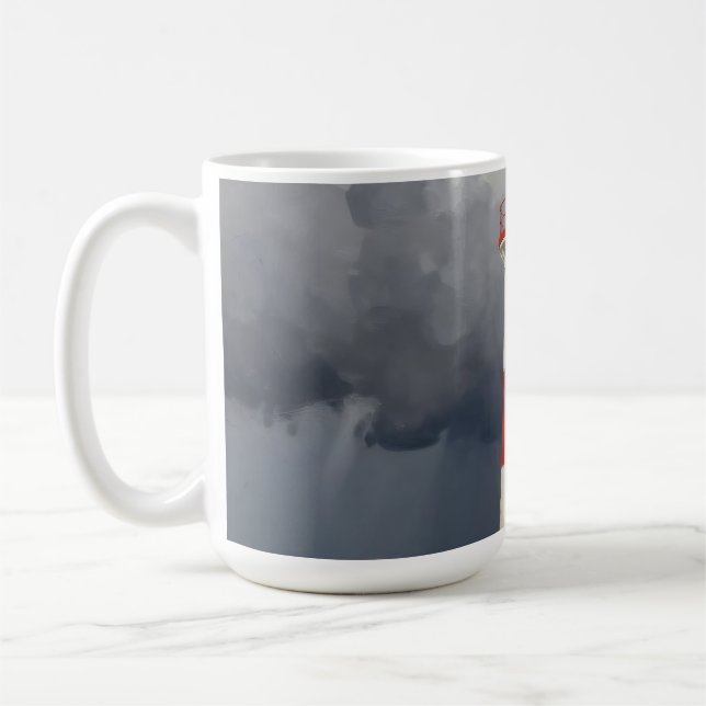 Caneca De Café Farol Vermelho Tempestuoso Costeiro  (Esquerda)
