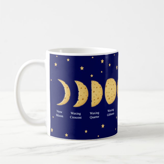 Caneca De Café Fases da Lua com Gráfico Lunar de Queijo de Estrel (Esquerda)