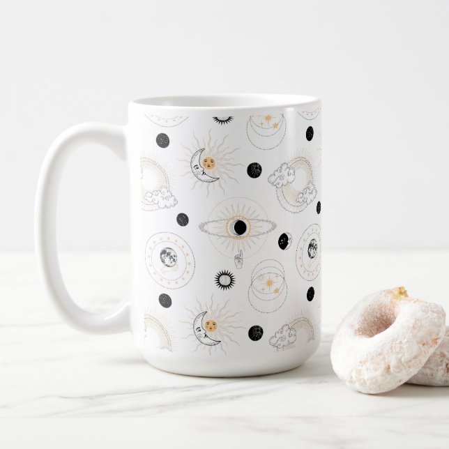 Caneca De Café Fases da lua solares planetas retrorreflectores es (Com Donut)