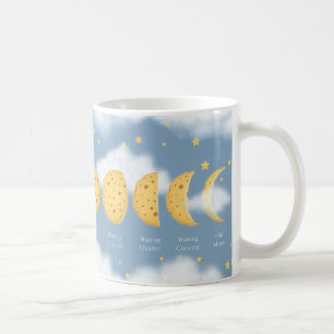 Caneca De Café Fases do gráfico lunar da Cinza de queijo