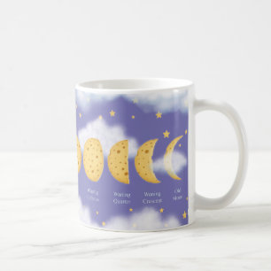 Caneca De Café Fases do gráfico lunar da Lavanda do Céu da Lua de