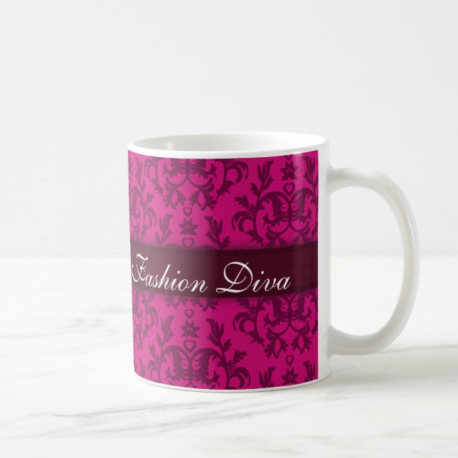Caneca De Café "Fashion Diva", rick, moça rosa-rosa (Direita)