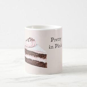Caneca De Café Fatia de Bolo de Chocolate Rosa