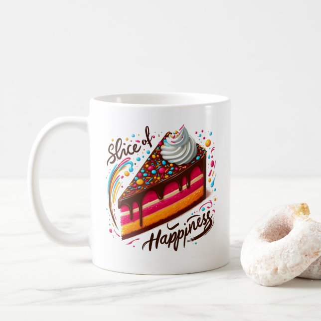 Caneca De Café Fatia de Felicidade D1 (Com Donut)