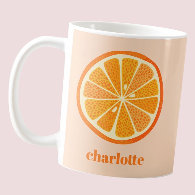 Caneca De Café Fatia de Laranja de Citrus Personalizada (Fun citrus orange slice personalized name mug)