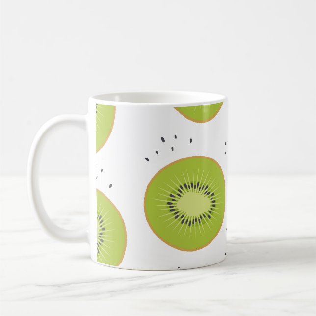 Caneca De Café Fatias de fruta de Kiwi, ilustração perfeita. (Esquerda)