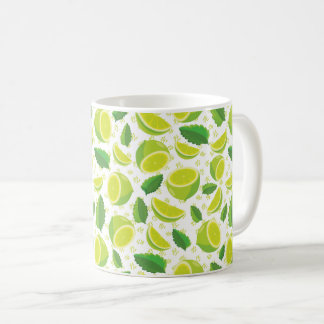 Caneca De Café Fatias de limão e Verde deixam um padrão perfeito