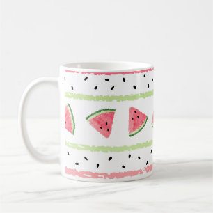 Caneca De Café Fatias De Melancia: Fitas Sem Costura De Aquarelas