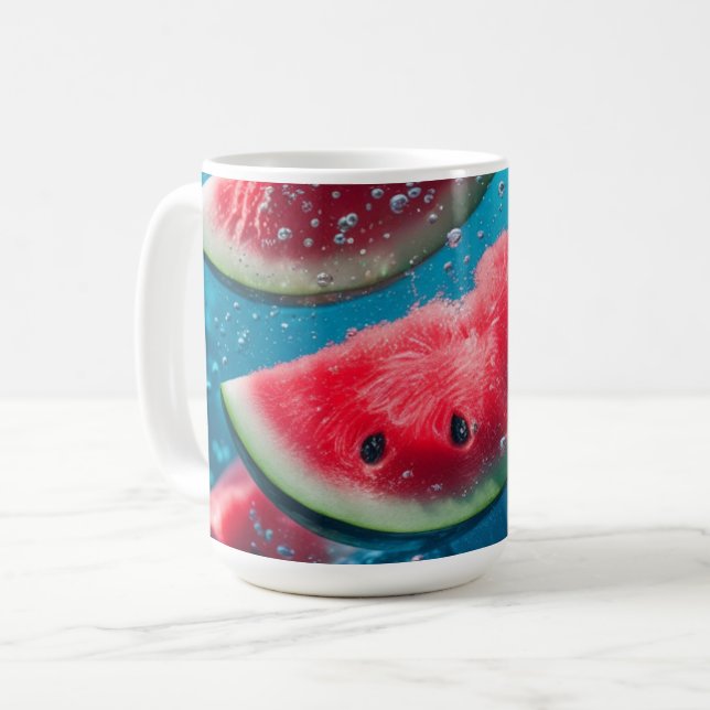 Caneca De Café Fatias De Melancia Vibrantes Subaquáticas - Refres (Frente Esquerda)