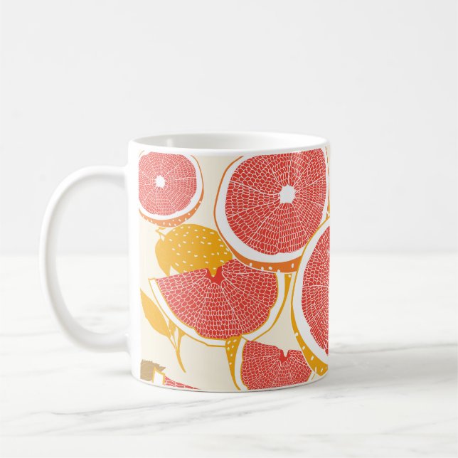 Caneca De Café Fatias de Toranja com Folhas (Esquerda)