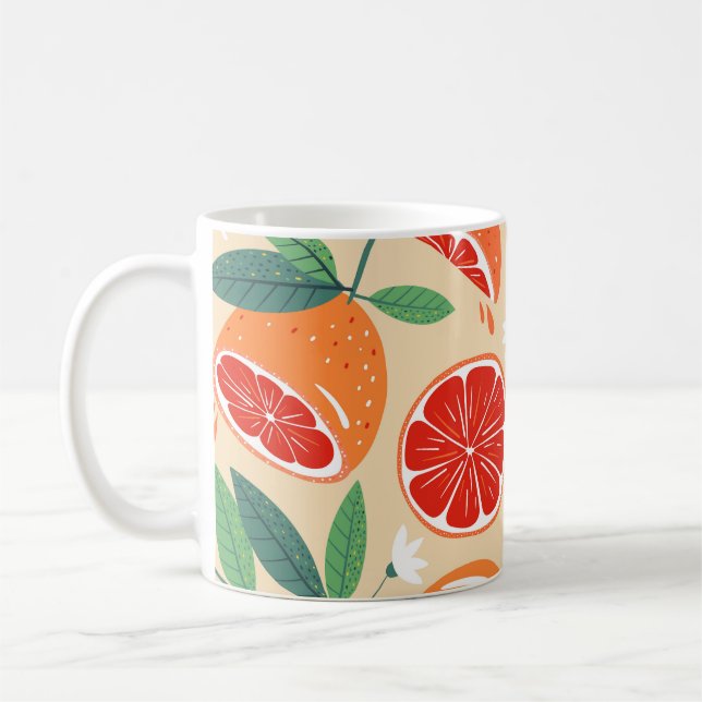Caneca De Café Fatias de toranja, padrão uniforme moderno. (Esquerda)