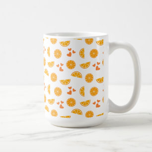 Caneca De Café Fatias e Corações Laranja