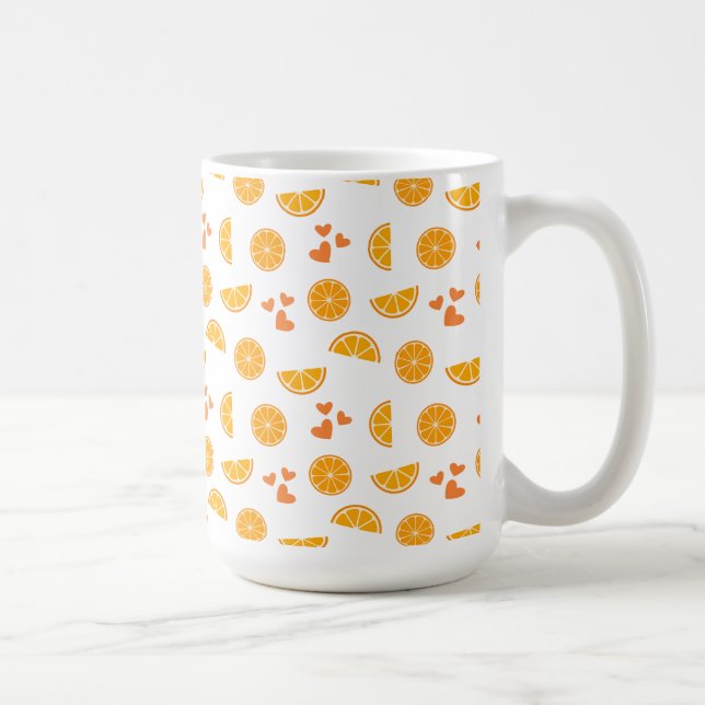 Caneca De Café Fatias e Corações Laranja (Direita)