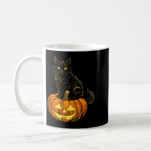 Caneca De Café Fato de Abóbora de Halloween de Gato Preto Retro P
