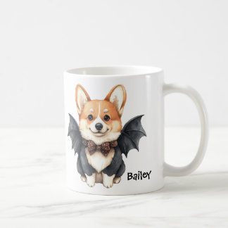 Caneca De Café Fato de Morcego para Cão Corgi Personalizado Hallo