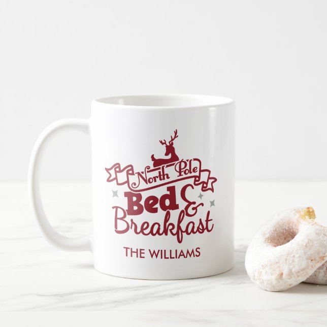 Caneca De Café Fato de Natal do Polo Norte Personalizado (Com Donut)