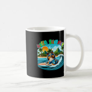 Caneca De Café Fato de Verão Sheltie Óculos de Sol Surfando Na Pr