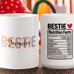 Caneca De Café Fatos de Nutrição da Melhor Amiga Personalizados N
